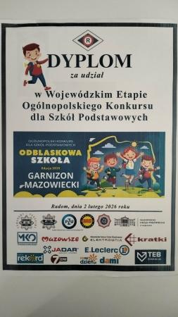 Dyplom za udział w Wojewódzkim Etapie Ogólnopolskiego Konkursu Odblaskowa Szkoła
